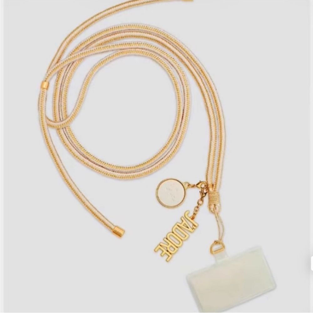 DIOR Phone Lanyard Strap Gold & White Rope Lanyard with J'ADORE Charms - New - Picture 5 of 8